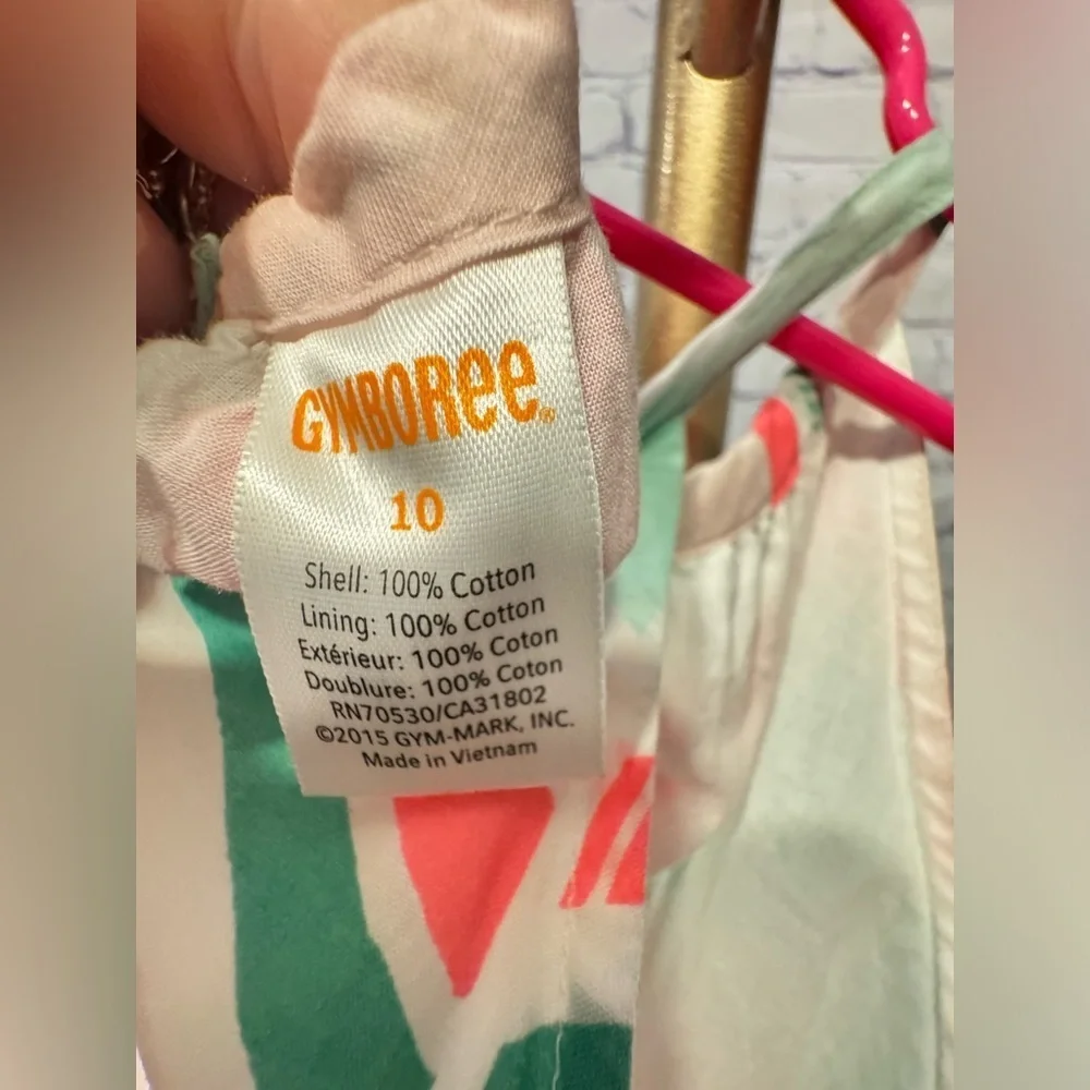 Gymboree Tiered Trapeze Dress Coral Mint Girl’s Size 10 EUC